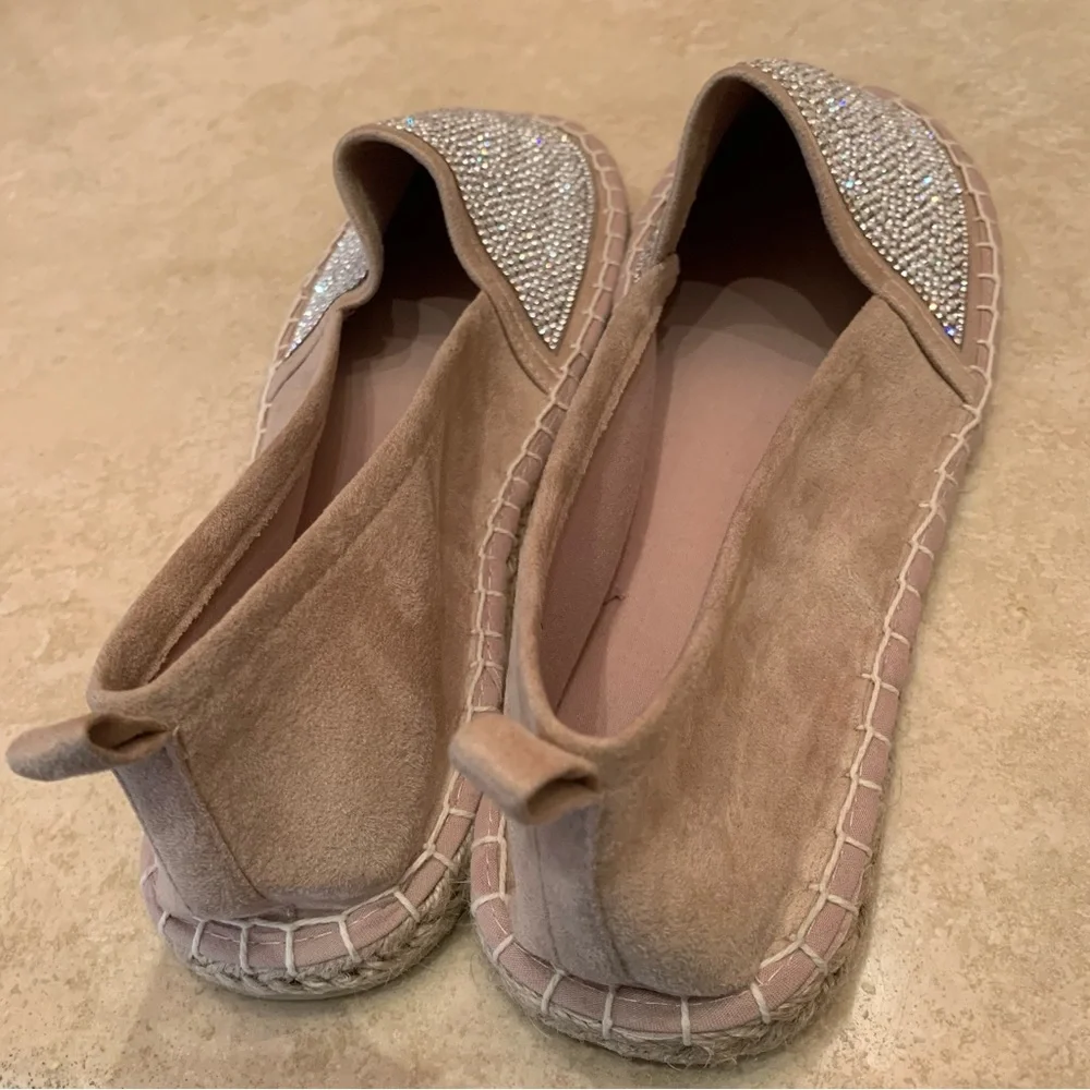 Primark. Pale pink espadrilles.‎ embellished/jeweled w/pearls and rhinest…